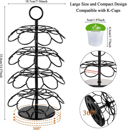 Coffee Pod Holder, K Cup Organizer Compatible with K-Cups(36 Pods), Kitchen Detachable Coffee Pod Organizer for Countertop, Spins 360-Degrees