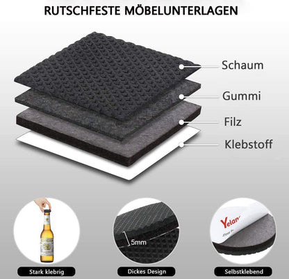 Non Slip Furniture Pads -12Pcs 4" Furniture Grippers Hardwood Floors, Non Skid for Furniture Legs,Self Adhesive Rubber Feet, anti Slide Furniture Floors Protectors for Keep Couch Stoppers