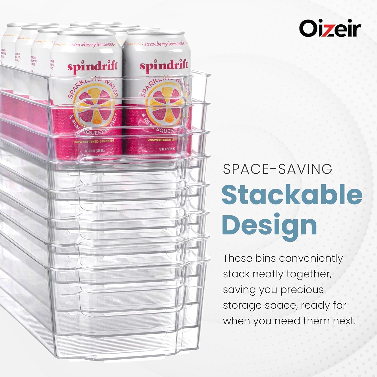 8 Pack Clear Plastic Fridge Organizer Bins – Stackable Refrigerator & Pantry Storage Bins with Handles for Snacks, Freezer, Kitchen Cupboard, and Cabinet Organization