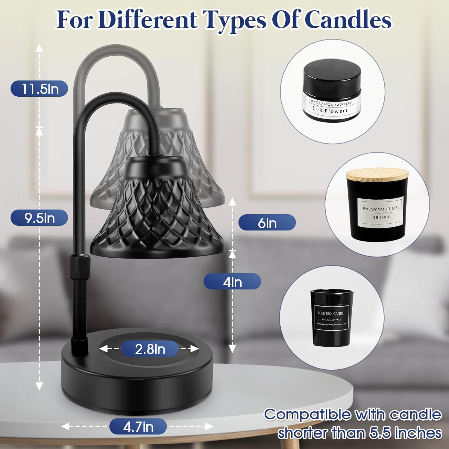 Adjustable Candle Warmer Lamp with Timer: Birthday Gifts for Women Fits All Candle Jar Home Decor - Wax Warmer for Scented Wax Gifts for Women