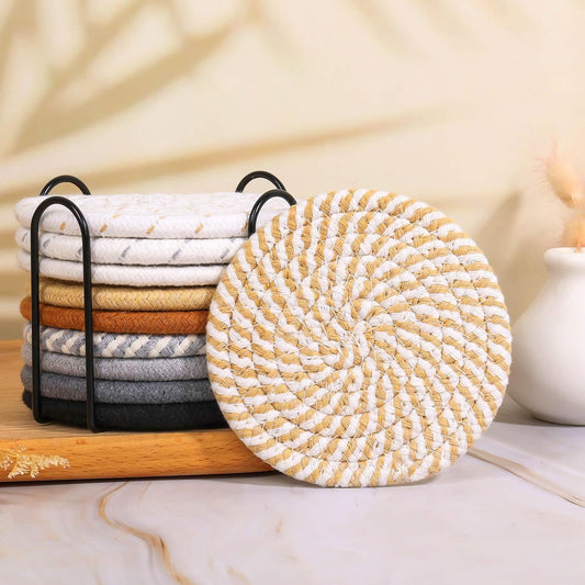 10 Colors Absorbent Drink Coasters with Holder, Set for Home Decor Essentials