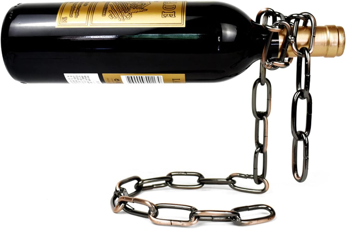 Floating Wine Bottle Holder - Magic Steel Chain Wine Rack for Suspended Display - Holds Any Long-Neck Wine Bottles, Durable & Elegant, Perfect for Home Bar or Kitchen Decor (6.7X5.12X7.5In)